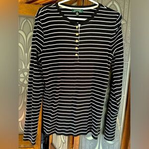 Lauren By Ralph Lauren Half
Button Down Black and White Top Size XL